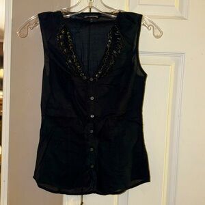 Women's XS Black Button Sleeveless Shirt